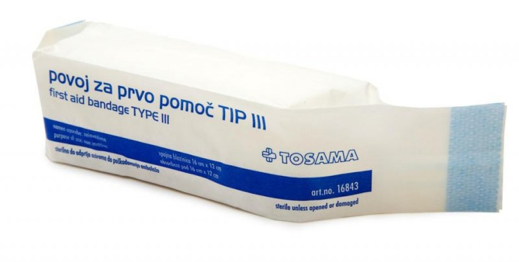 Povoj za prvo pomoč tip III sterilen
