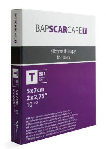 Bapscarcare T, silikonski obliž, 5 X 7 cm, 1 kos Bapscarcare T, silikonski obliž, 5 X 7 cm, 1 kos