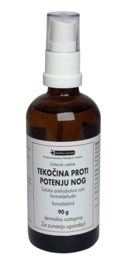 Tekočina proti potenju nog, dermalna raztopina, 90 g Tekočina proti potenju nog, dermalna raztopina, 90 g