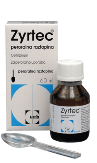 Zyrtec 1 mg/ml, peroralna raztopina, 60 ml Zyrtec 1 mg/ml, peroralna raztopina, 60 ml