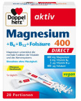 Doppelherz Aktiv Magnezij 400 + B6 + B12 + folna kislina direkt, 20 vrečk