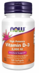 Now Vitamin D-3 2.000 I.E., 120 mehkih kapsul