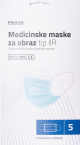 Prima medicinska maska troslojna, tip IIR  - modra, 5 mask