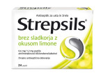 Strepsils 0,6 mg/1,2 mg - brez sladkorja z okusom limone, 24 pastil