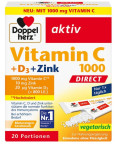 Doppelherz Aktiv Vitamin C 1000 + Vitamin D3 + Cink direkt, 20 vrečk