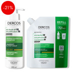 Vichy Dercos, šampon proti prhljaju za suhe lase, 390 ml + eco refill 390 ml