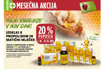 Izdelki s propolisom in Matični mleček 20 % ugodneje v mesecu oktobru