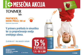 Tonimer Panthexyl nosno pršilo 15 % ugodneje v mesecu septembru