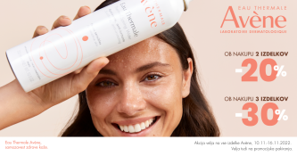 Avene teden: ob nakupu 2 izdelkov Avene 20% popust, ob nakupu 3 Avene izdelkov 30% popust