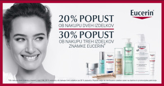 Eucerin ugodnost: 30% popust ob nakupu 3 ali več izdelkov, 20% popust ob nakupu 2 izdelkov