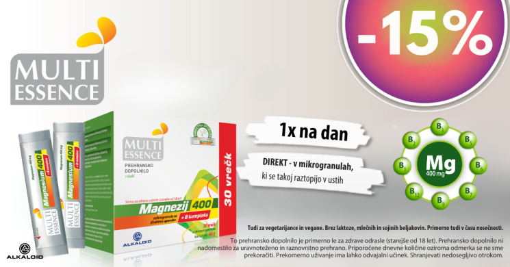 Multi Essence Magnezij 400 + B kompleks -15 %