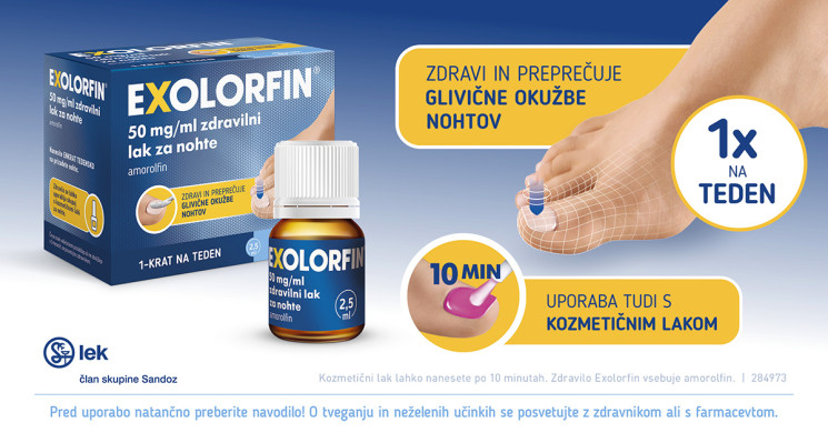 Exolorfin zdravilni lak zdravi in preprečuje glivične okužbe nohtov